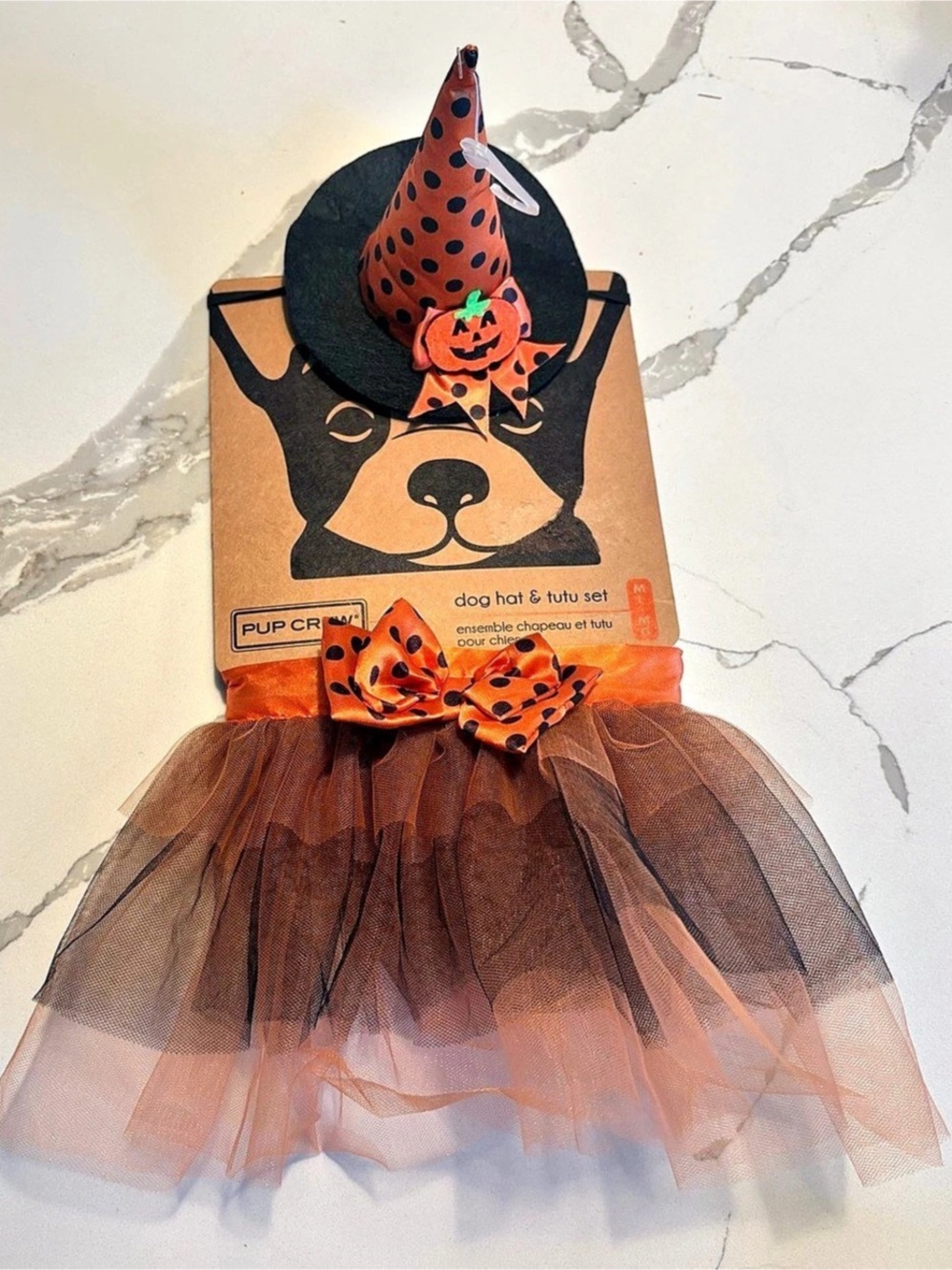 Pup Crew Dog Hat & Tutu Set Halloween Costume Orange & Black